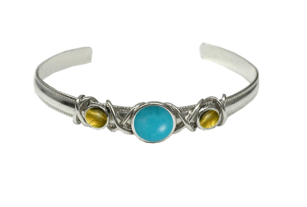 Sterling Silver Hand Made Cuff Bracelet With Turquoise and